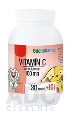 EDENPharma VITAMÍN C 100 mg príchuť jahoda