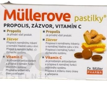 MÜLLEROVE pastilky PROPOLIS, ZÁZVOR, VITAMÍN C